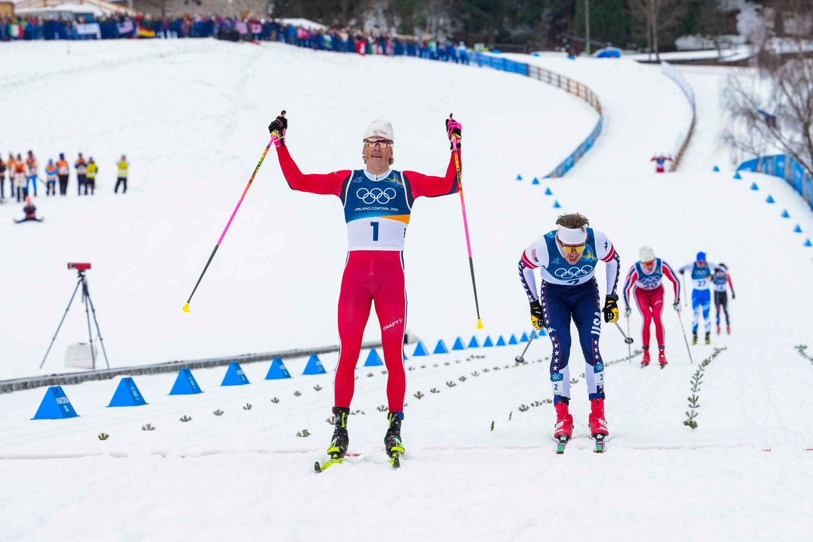 Johannes Høsflot Klæbo vant nok et OL-gull på sprinten tirsdag. Foto: Lise Åserud / NTB Johannes Høsflot Klæbo vant nok et OL-gull på sprinten tirsdag. Foto: Lise Åserud / NTB
