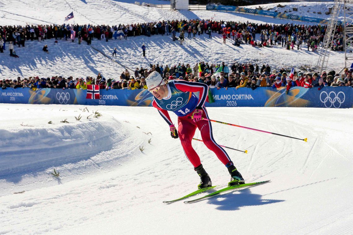 Johannes Høsflot Klæbo hadde full kontroll i bakkene på skiarenaen i Lago Di Tesero. Foto: Lise Åserud / NTB Johannes Høsflot Klæbo hadde full kontroll i bakkene på skiarenaen i Lago Di Tesero. Foto: Lise Åserud / NTB