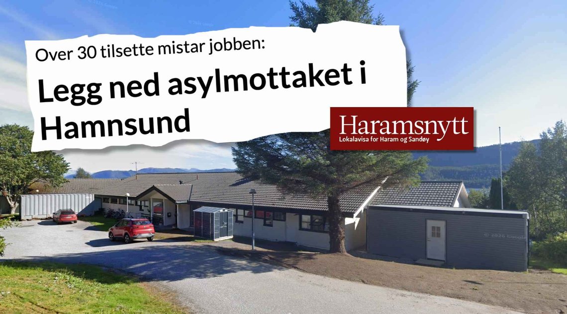 Asylmottaket for mindreårige i Hamnsund i Haram kommune utenfor Ålesund. (Montasje: Google Maps/faksimile Haramsnytt) Asylmottaket for mindreårige i Hamnsund i Haram kommune utenfor Ålesund. (Montasje: Google Maps/faksimile Haramsnytt)