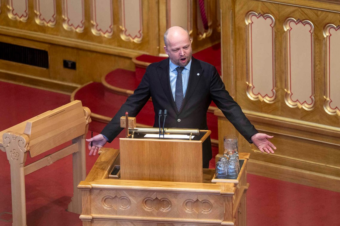 Sp-leder Trygve Slagsvold Vedum i Stortinget onsdag. Foto: Håkon Mosvold Larsen / NTB Sp-leder Trygve Slagsvold Vedum i Stortinget onsdag. Foto: Håkon Mosvold Larsen / NTB