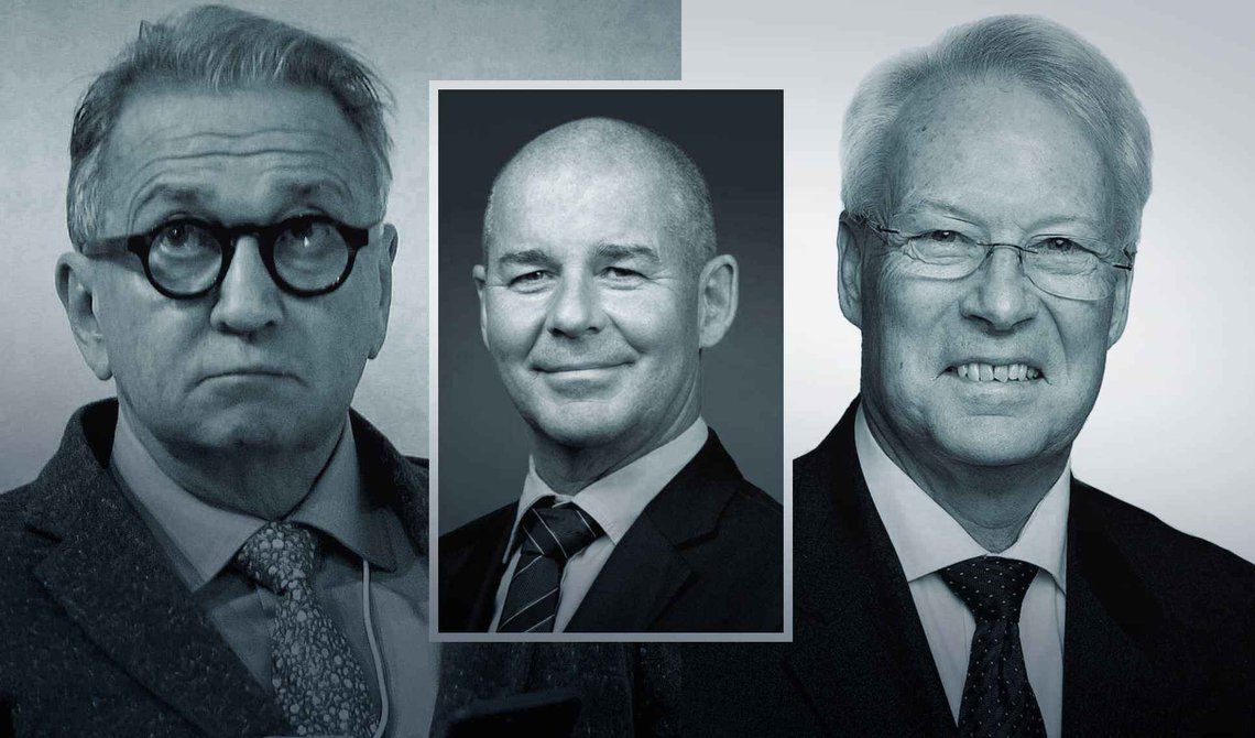 Advokat Kåre Idar Moljord (t.h.) og Erling Høyte (midten) bisto Terje Rød-Larsen (t.v.) med å sikre seg en dyr leilighet i Oslo til spottpris og får nå refs av Advokattilsynet. (Foto: Heiko Junge/NTB, advokatfirmaene Falkanger og Henriksen & Co.) Advokat Kåre Idar Moljord (t.h.) og Erling Høyte (midten) bisto Terje Rød-Larsen (t.v.) med å sikre seg en dyr leilighet i Oslo til spottpris og får nå refs av Advokattilsynet. (Foto: Heiko Junge/NTB, advokatfirmaene Falkanger og Henriksen & Co.)