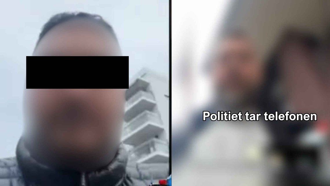 Her blir mannen pågrepet av politiet mens han har direktesending på TikTok. Foto: TikTok Her blir mannen pågrepet av politiet mens han har direktesending på TikTok. Foto: TikTok