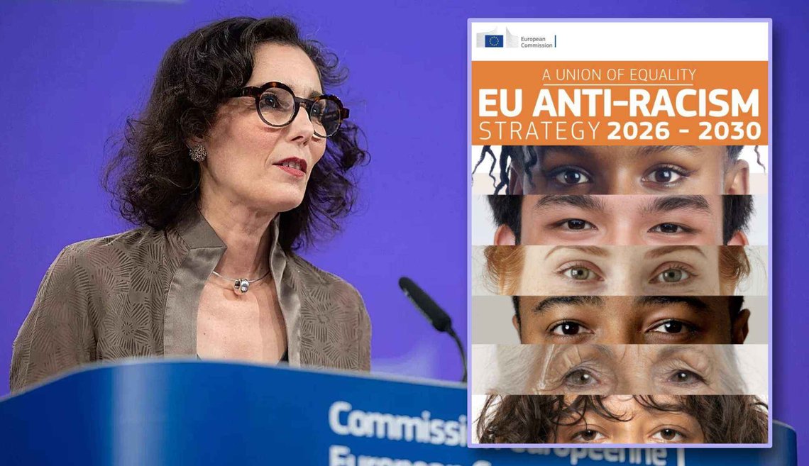 Hadja Lahbib er EU-kommisær for likestilling, beredskap og krisehåndtering under Ursula von der Leyen. Innfelt: Den nye, antirasistiske strategiplanen. (Foto: EU-kommisjonen) Hadja Lahbib er EU-kommisær for likestilling, beredskap og krisehåndtering under Ursula von der Leyen. Innfelt: Den nye, antirasistiske strategiplanen. (Foto: EU-kommisjonen)