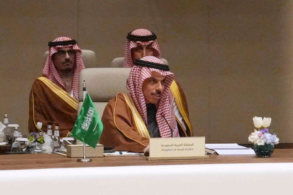 Saudi Arabia's Foreign Minister Prince Faisal bin Farhan Al-Saud chairs a consultative meeting of foreign ministers from a group of Arab and Islamic countries in the Saudi capital, Riyadh, Thursday, March 19, 2026. (AP Photo/Baraa Anwer) Saudi Arabia's Foreign Minister Prince Faisal bin Farhan Al-Saud chairs a consultative meeting of foreign ministers from a group of Arab and Islamic countries in the Saudi capital, Riyadh, Thursday, March 19, 2026. (AP Photo/Baraa Anwer)