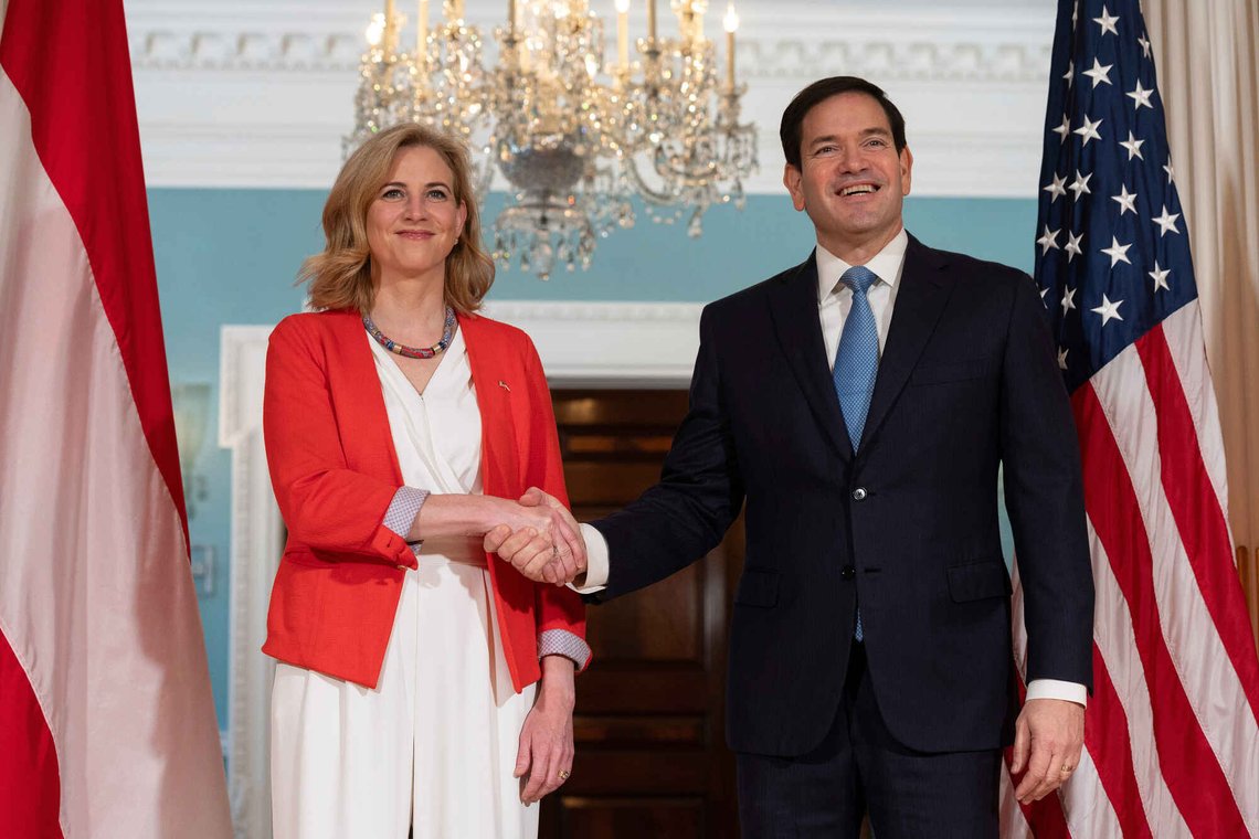 Secretary of State Marco Rubio, right, shakes the hand of Austrian Foreign Minister Beate Meinl-Reisinger at the State Department, in Washington, Thursday, July 24, 2025. (AP Photo/Cliff Owen) Secretary of State Marco Rubio, right, shakes the hand of Austrian Foreign Minister Beate Meinl-Reisinger at the State Department, in Washington, Thursday, July 24, 2025. (AP Photo/Cliff Owen)