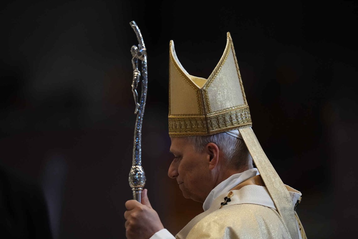 Pope Leo XIV arrives to preside over Sunday Mass in St. Peter's Basilica at the Vatican during which he made eight new priests, Sunday, April 26, 2026. (AP Photo/Alessandra Tarantino) Pope Leo XIV arrives to preside over Sunday Mass in St. Peter's Basilica at the Vatican during which he made eight new priests, Sunday, April 26, 2026. (AP Photo/Alessandra Tarantino)