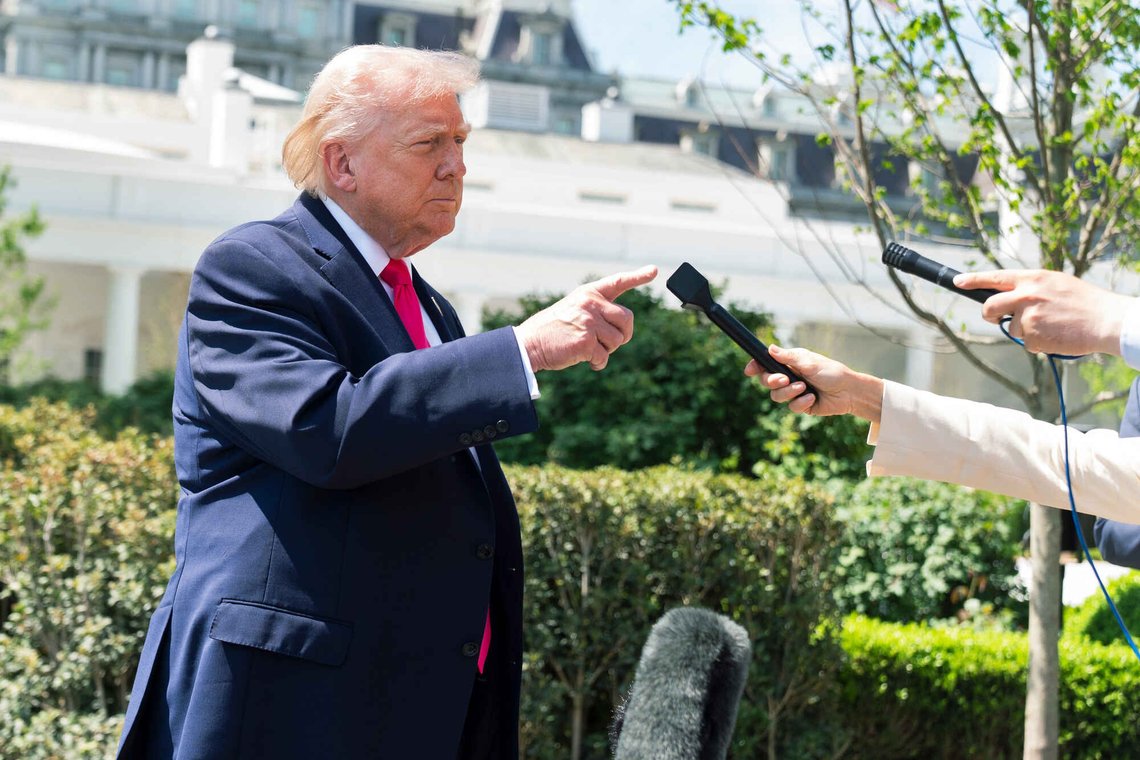 President Donald Trump speaks with reporters before departing on Marine One from the South Lawn of the White House, Thursday, April 16, 2026, in Washington. (AP Photo/Manuel Balce Ceneta) President Donald Trump speaks with reporters before departing on Marine One from the South Lawn of the White House, Thursday, April 16, 2026, in Washington. (AP Photo/Manuel Balce Ceneta)