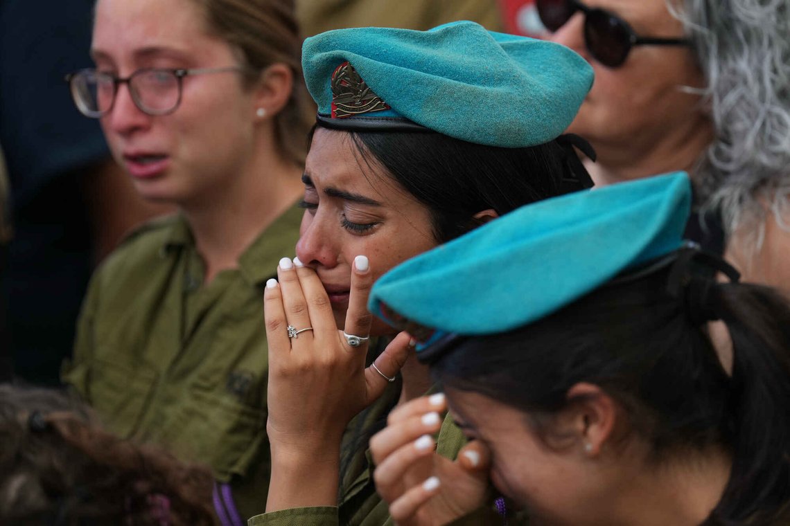 Israeli soldiers mourn during the funeral of the Sgt. Rotem Yanai, who was killed in a Lebanese drone attack in northern Israel, in Givat Ada, Israel, Thursday, May 28, 2026. (AP Photo/Ariel Schalit) Israeli soldiers mourn during the funeral of the Sgt. Rotem Yanai, who was killed in a Lebanese drone attack in northern Israel, in Givat Ada, Israel, Thursday, May 28, 2026. (AP Photo/Ariel Schalit)