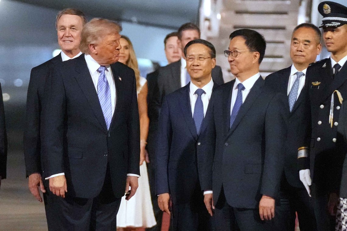 President Donald Trump walks with China's Vice President Han Zheng during an arrival ceremony Wednesday, May 13, 2026, at Beijing Capital International Airport in Beijing. (AP Photo/Mark Schiefelbein) President Donald Trump walks with China's Vice President Han Zheng during an arrival ceremony Wednesday, May 13, 2026, at Beijing Capital International Airport in Beijing. (AP Photo/Mark Schiefelbein)