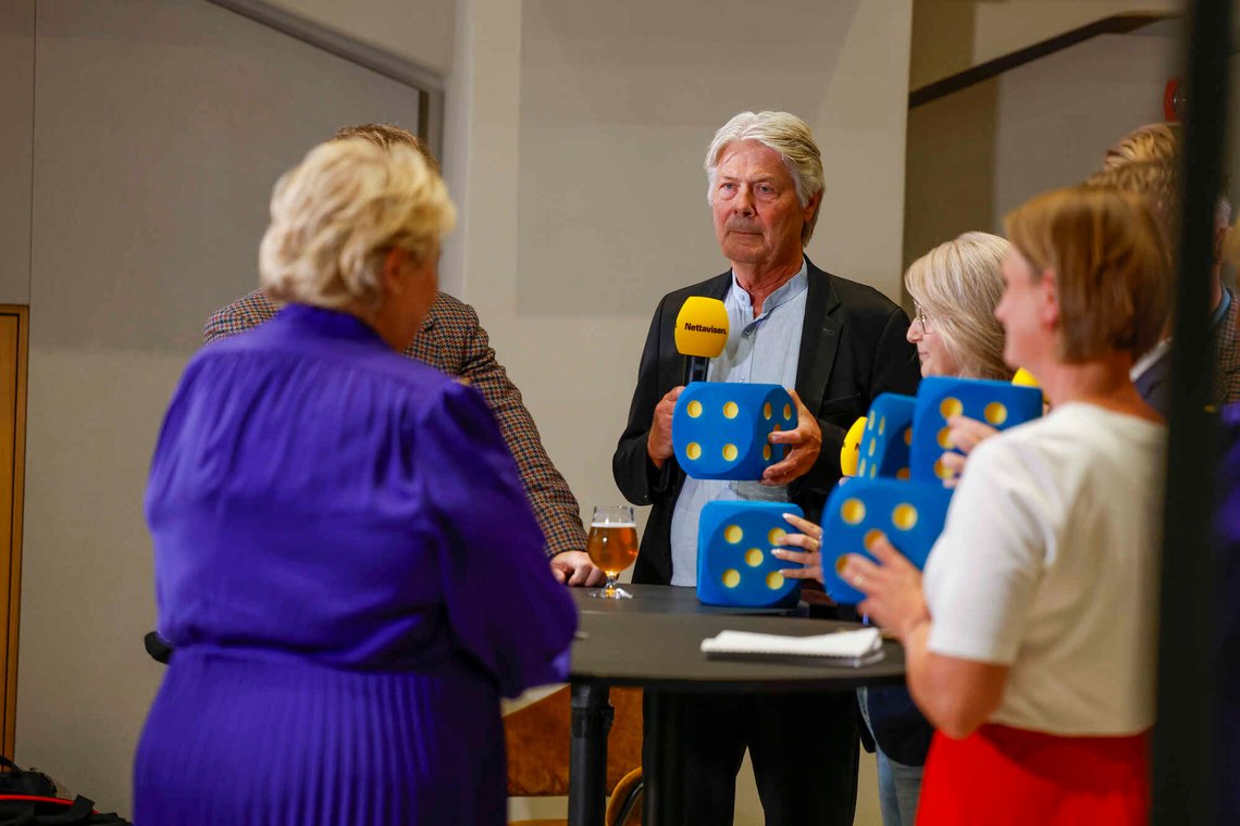 Oslo 20250806.
Høyre-leder Erna Solberg når Nettavisen og resten av Amedia inviterer landets partiledere til debatt i Nettavisens TV-studio.
Foto: Jonas Been Henriksen / NTB Oslo 20250806.
Høyre-leder Erna Solberg når Nettavisen og resten av Amedia inviterer landets partiledere til debatt i Nettavisens TV-studio.
Foto: Jonas Been Henriksen / NTB