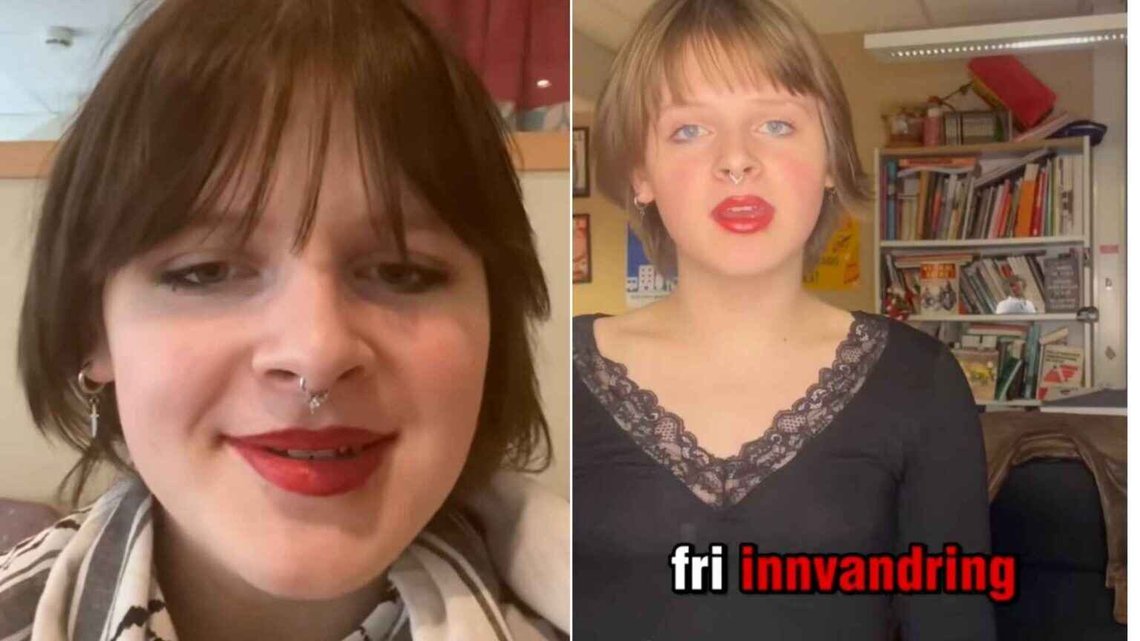 Leder av Rød Ungdom Alexandra Fredwall er en biologisk mann som gjerne vil være en kvinne. Foto; TikTok Leder av Rød Ungdom Alexandra Fredwall er en biologisk mann som gjerne vil være en kvinne. Foto; TikTok