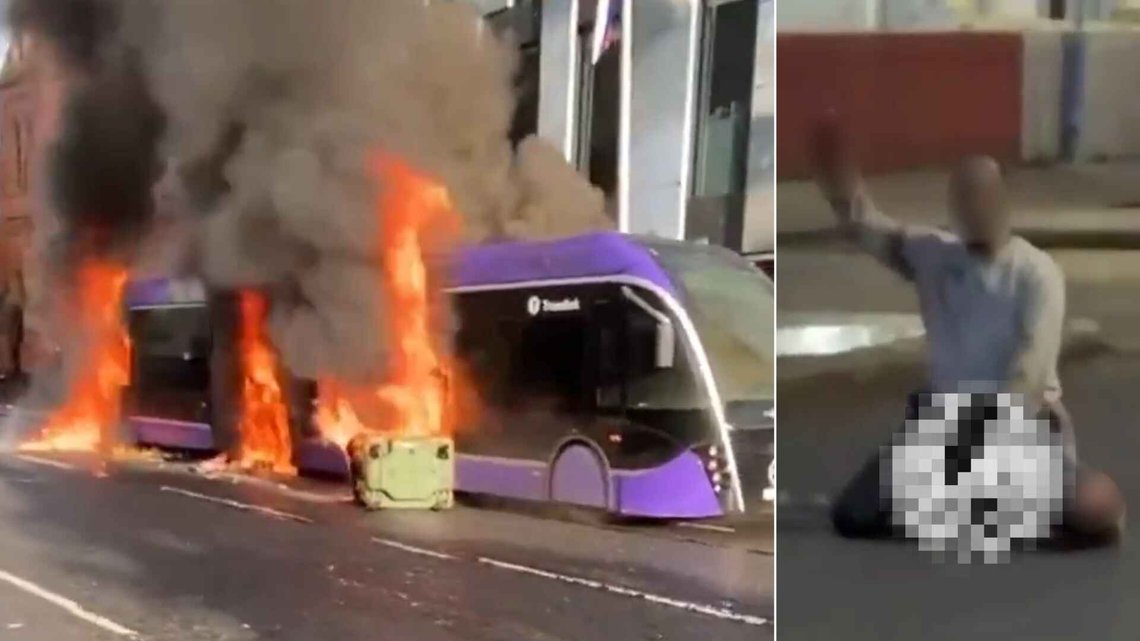 En 30 år gammel sudaneser er pågrepet og siktet for drapsforsøk, etter han var nær å halshugge en mann på åpen gate sent mandag kveld i Belfast. Foto: X En 30 år gammel sudaneser er pågrepet og siktet for drapsforsøk, etter han var nær å halshugge en mann på åpen gate sent mandag kveld i Belfast. Foto: X