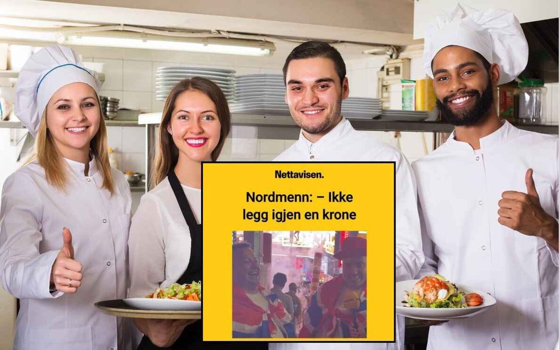 Illustrasjonsbilde: Smilende restaurantansatte et sted i Amerika. Innfelt: Skjermbilde fra Nettavisen. – Nordmenn kan ikke fordra tippekulturen i USA. Illustrasjonsbilde: Smilende restaurantansatte et sted i Amerika. Innfelt: Skjermbilde fra Nettavisen. – Nordmenn kan ikke fordra tippekulturen i USA.