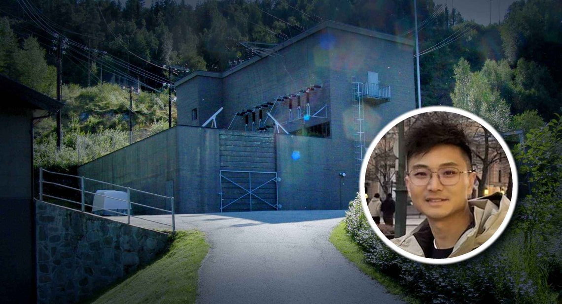 Nedre Tessa kraftverk fikk besøk av en gruppe kinesere. Innfelt: Den spionsiktede eieren av Karmøy Health Norway AS, Wei Qiu. (Foto: PeltonMan/Wikipedia (t.v.) og privat (innfelt)). Nedre Tessa kraftverk fikk besøk av en gruppe kinesere. Innfelt: Den spionsiktede eieren av Karmøy Health Norway AS, Wei Qiu. (Foto: PeltonMan/Wikipedia (t.v.) og privat (innfelt)).