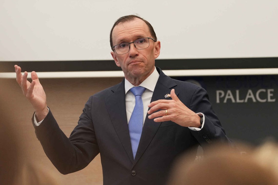 Norway's Foreign Minister Espen Barth Eide speaks during the panel discussion Climate Clashes: Norway and the EU Arctic Strategy at the Residence Palace in Brussels, Wednesday, May 27, 2026. (AP Photo/Marius Burgelman) Norway's Foreign Minister Espen Barth Eide speaks during the panel discussion Climate Clashes: Norway and the EU Arctic Strategy at the Residence Palace in Brussels, Wednesday, May 27, 2026. (AP Photo/Marius Burgelman)