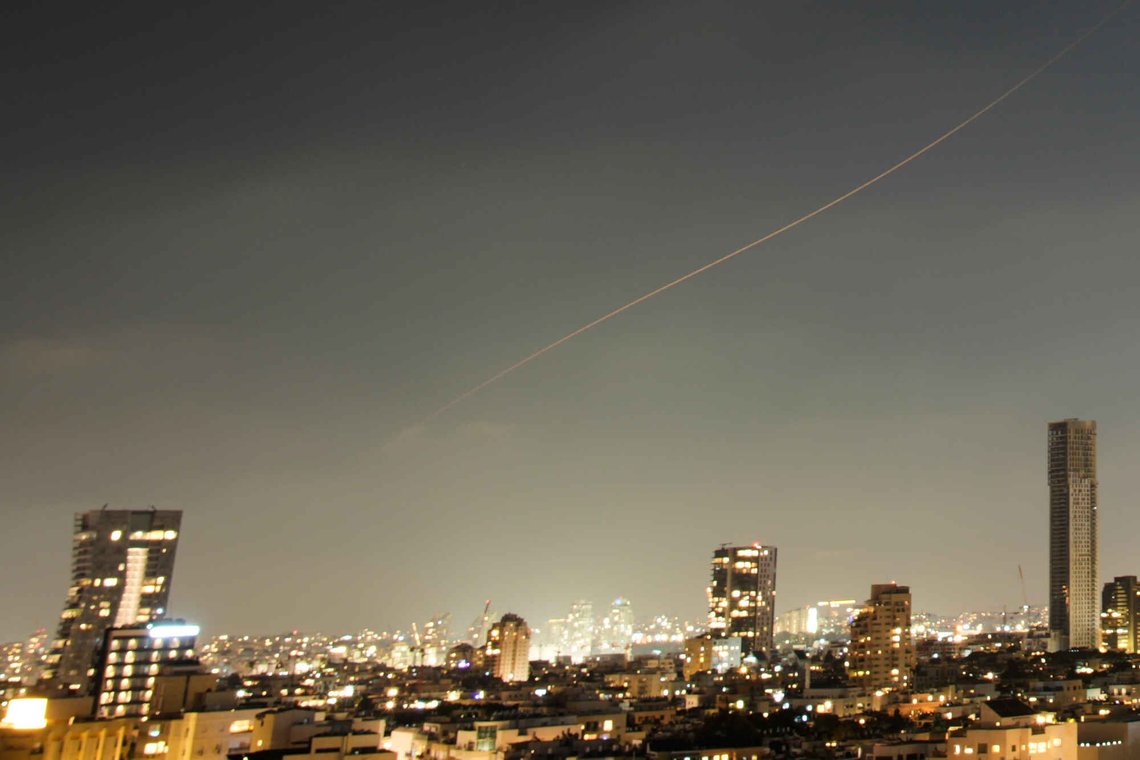 A projectile streaks through the sky over central Israel during an Iranian missile attack, Sunday, June 7, 2026. (AP Photo/Ohad Zwigenberg) A projectile streaks through the sky over central Israel during an Iranian missile attack, Sunday, June 7, 2026. (AP Photo/Ohad Zwigenberg)