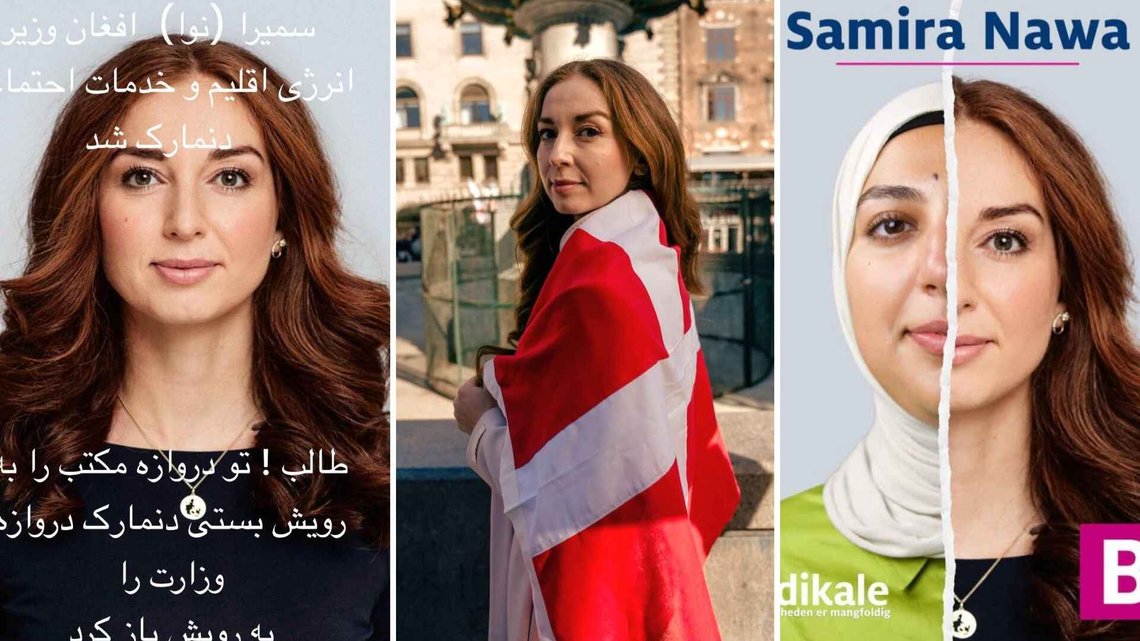 Samira Nawa ble utnevnte til klima-, energi, og forsyningsminister i Mette Frederiksens tredje regjering, 3. juni 2026, og Danmark har dermed fått sin første muslimske minister. Nawa har afghansk bakgrunn. Foto: Sosiale medier. Samira Nawa ble utnevnte til klima-, energi, og forsyningsminister i Mette Frederiksens tredje regjering, 3. juni 2026, og Danmark har dermed fått sin første muslimske minister. Nawa har afghansk bakgrunn. Foto: Sosiale medier.