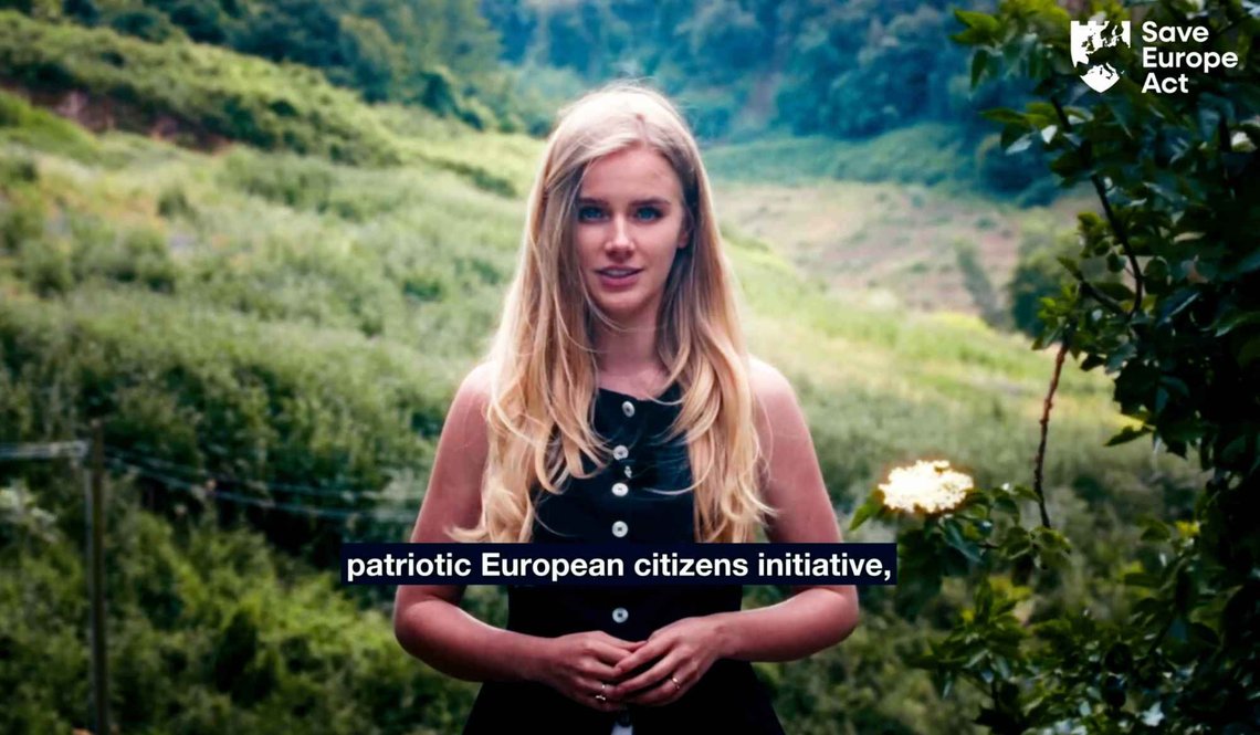 Eva Vlaardingerbroek i Save Europe Acts kampanjevideo. (Foto: save-europe-act.com) Eva Vlaardingerbroek i Save Europe Acts kampanjevideo. (Foto: save-europe-act.com)
