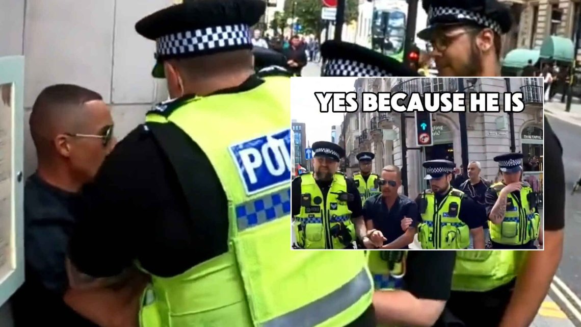 En mann ble arrestert i Leeds. Politibetjenten opplyser at det er fordi han kalte Mohammed for en overgrepsmann. Foto: X En mann ble arrestert i Leeds. Politibetjenten opplyser at det er fordi han kalte Mohammed for en overgrepsmann. Foto: X