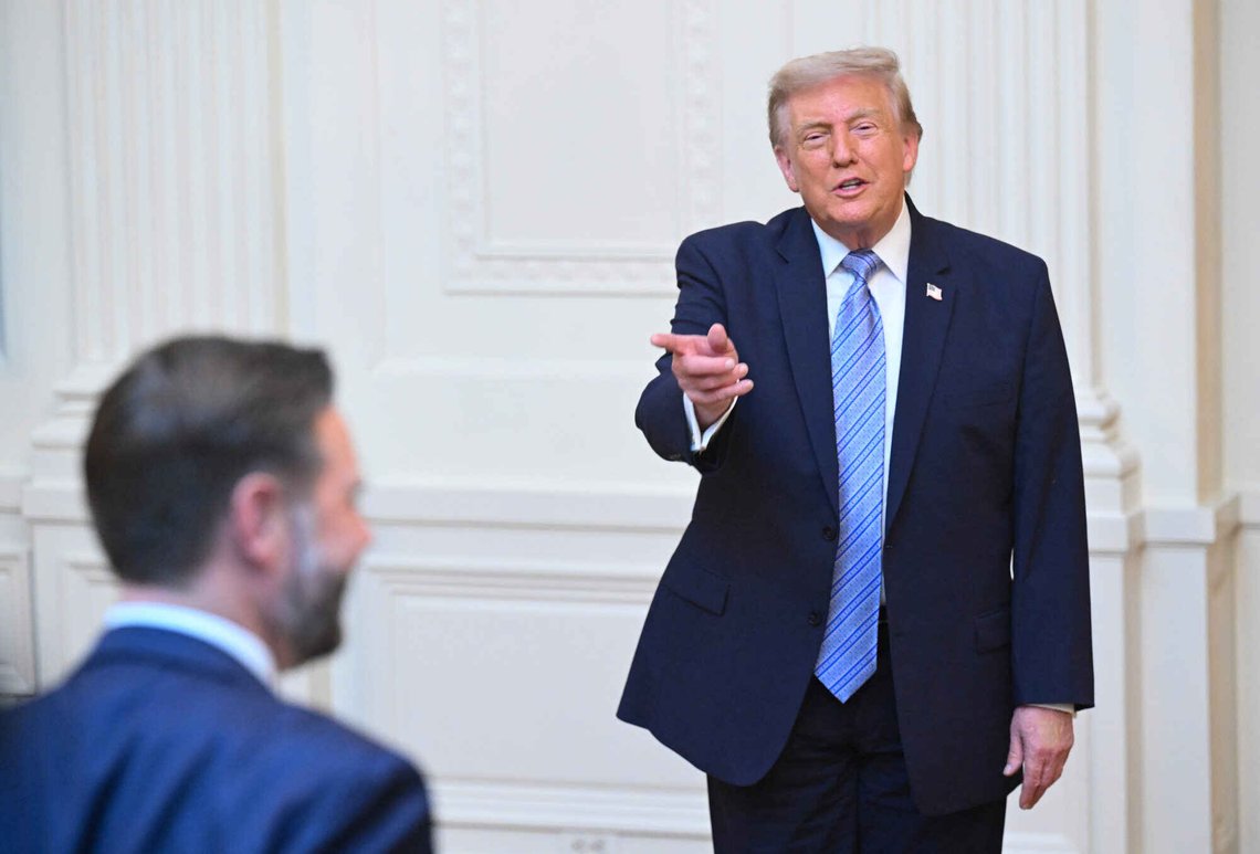 President Donald Trump gestures toward Vice President JD Vance in the East Room of the White House, Thursday, July 16, 2026, in Washington. (Saul Loeb/Pool via AP) President Donald Trump gestures toward Vice President JD Vance in the East Room of the White House, Thursday, July 16, 2026, in Washington. (Saul Loeb/Pool via AP)