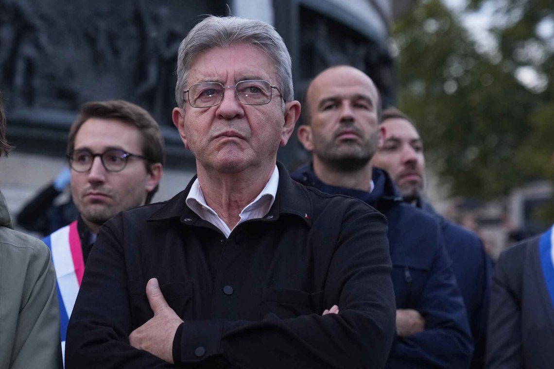 French far-left leader Jean-Luc Melenchon attends a demonstration after a Gaza-bound aid flotilla was intercepted by Israeli Defense Forces in the Mediterranean Sea, Thursday, Oct. 2, 2025 in Paris. (AP Photo/Thibault Camus) French far-left leader Jean-Luc Melenchon attends a demonstration after a Gaza-bound aid flotilla was intercepted by Israeli Defense Forces in the Mediterranean Sea, Thursday, Oct. 2, 2025 in Paris. (AP Photo/Thibault Camus)
