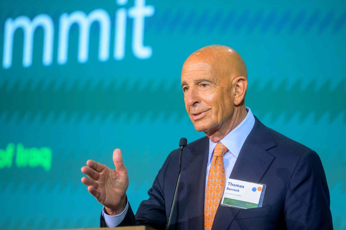Tom Barrack, the U.S. ambassador to Turkey and special presidential envoy to Syria and Iraq, speaks at the U.S. Iraq Business Summit at the U.S. Chamber of Commerce, Friday, July 17, 2026, in Washington. (AP Photo/Rod Lamkey, Jr.) Tom Barrack, the U.S. ambassador to Turkey and special presidential envoy to Syria and Iraq, speaks at the U.S. Iraq Business Summit at the U.S. Chamber of Commerce, Friday, July 17, 2026, in Washington. (AP Photo/Rod Lamkey, Jr.)