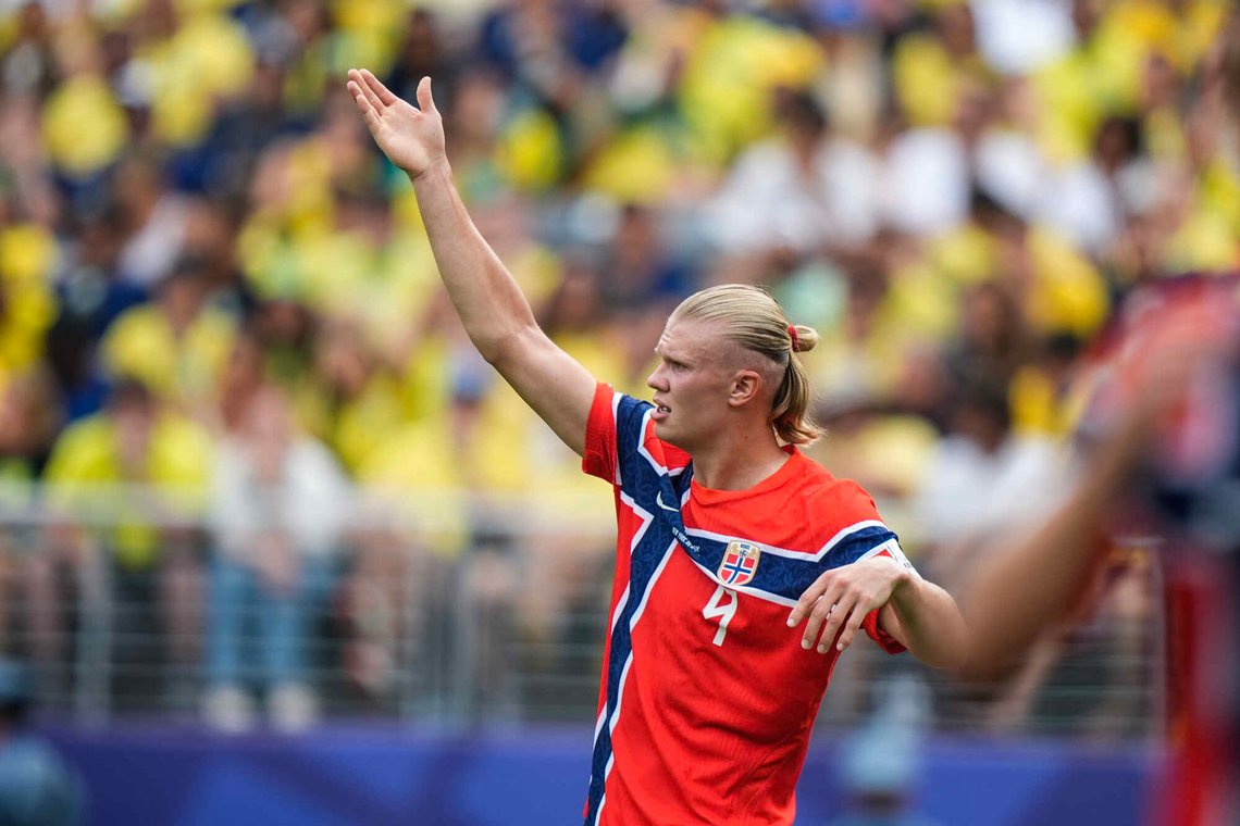 To scoringer av Erling Braut Haaland sendte Norge til kvartfinale i VM. Foto: Fredrik Varfjell / NTB To scoringer av Erling Braut Haaland sendte Norge til kvartfinale i VM. Foto: Fredrik Varfjell / NTB