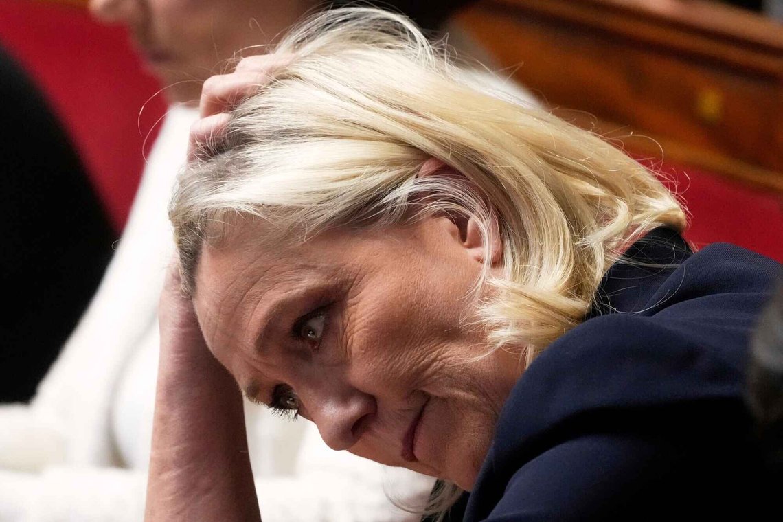 FILE- French far-right leader Marine Le Pen reacts at the National Assembly during a session on April 1, 2025 in Paris. (AP Photo/Michel Euler, File) FILE- French far-right leader Marine Le Pen reacts at the National Assembly during a session on April 1, 2025 in Paris. (AP Photo/Michel Euler, File)