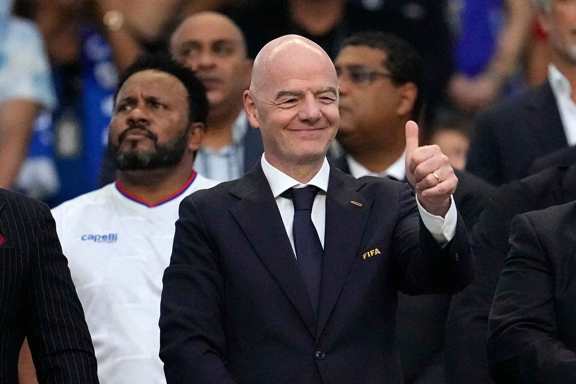FIFA president Gianni Infantino gives a thumbs-up before the World Cup round of 32 soccer match between Argentina and Cape Verde in Miami Gardens, Fla., Friday, July 3, 2026. (AP Photo/George Walker IV) FIFA president Gianni Infantino gives a thumbs-up before the World Cup round of 32 soccer match between Argentina and Cape Verde in Miami Gardens, Fla., Friday, July 3, 2026. (AP Photo/George Walker IV)