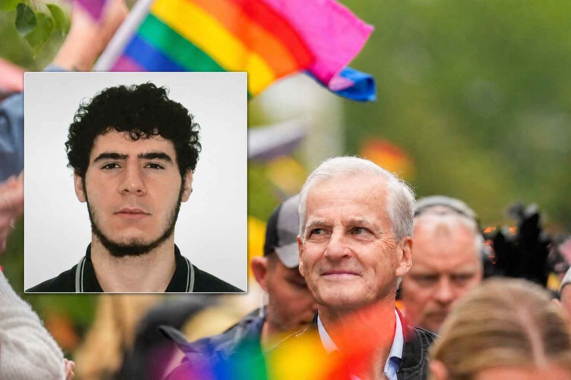 Abdul Ballout (21), som angrep Pride-feiringen i Berlin, og statsminister Jonas Gahr Støre under Pride-paraden i Oslo i 2025. Fotomontasje: Tysk politi / Fredrik Varfjell, NTB. Abdul Ballout (21), som angrep Pride-feiringen i Berlin, og statsminister Jonas Gahr Støre under Pride-paraden i Oslo i 2025. Fotomontasje: Tysk politi / Fredrik Varfjell, NTB.