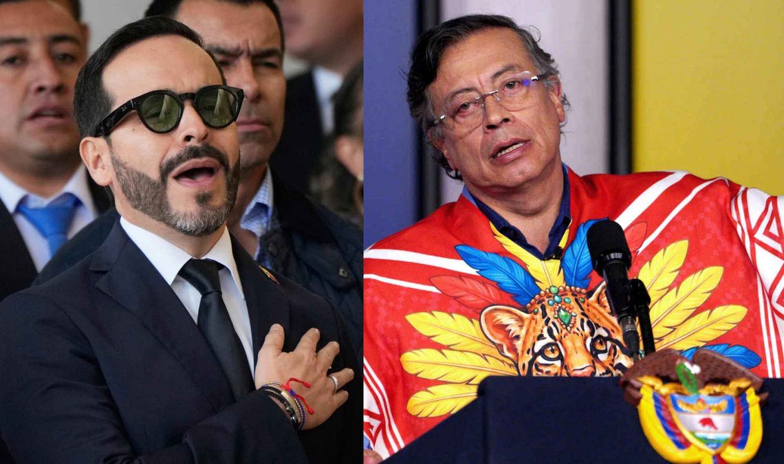 Nyvalgt president Abelardo «El Tigre» de la Espriella (t.v.) og avtroppende president Gustavo Petro, som har lansert en jaguar som opposisjonens symbol. (Foto: AP Photo/Fernando Vergara (t.v.) og Ivan Valencia) Nyvalgt president Abelardo «El Tigre» de la Espriella (t.v.) og avtroppende president Gustavo Petro, som har lansert en jaguar som opposisjonens symbol. (Foto: AP Photo/Fernando Vergara (t.v.) og Ivan Valencia)
