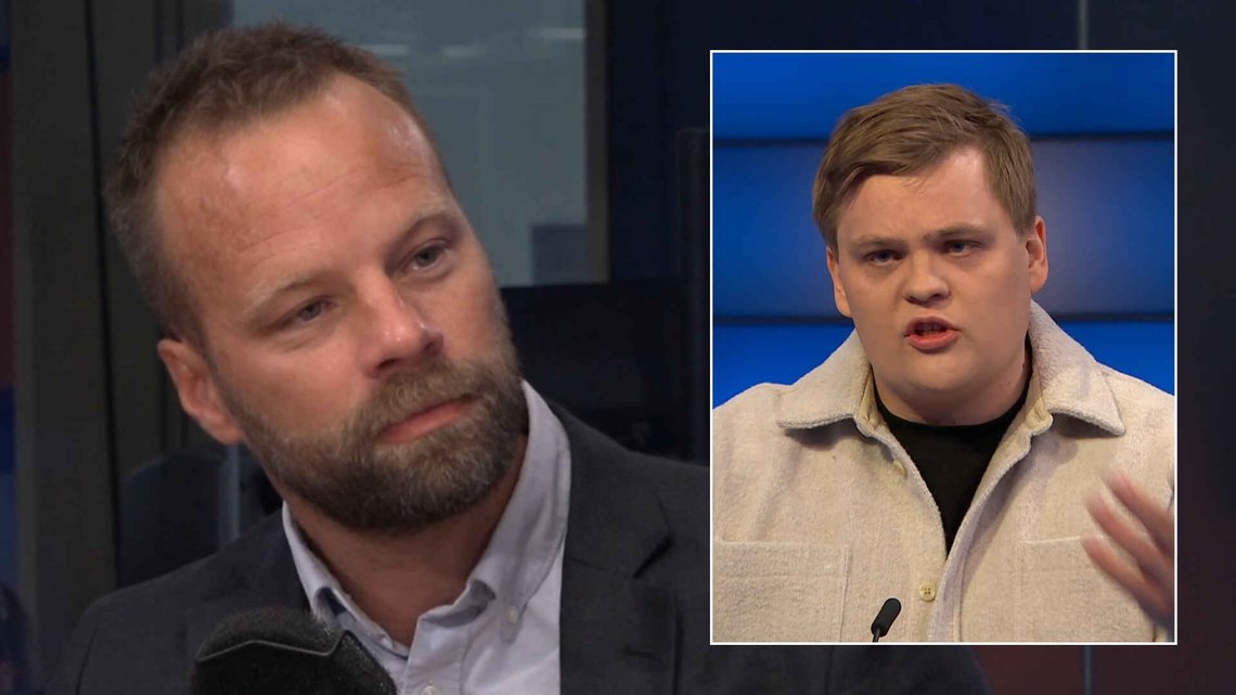 FrP-politiker Jon Helgheim slår tilbake etter anklagene har haglet fra både Arbeiderpartiets Gaute Skjervø og Høyres Ola Svenneby. Foto: NRK FrP-politiker Jon Helgheim slår tilbake etter anklagene har haglet fra både Arbeiderpartiets Gaute Skjervø og Høyres Ola Svenneby. Foto: NRK