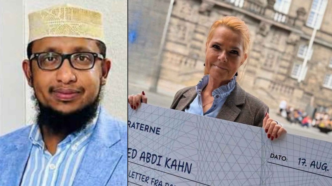 Inger Støjberg, partileder i Danmarksdemokraterne, har samlet inn penger til en enveisbillett til islamisten Mohamed Abdi Khan. Foto: FB Inger Støjberg, partileder i Danmarksdemokraterne, har samlet inn penger til en enveisbillett til islamisten Mohamed Abdi Khan. Foto: FB