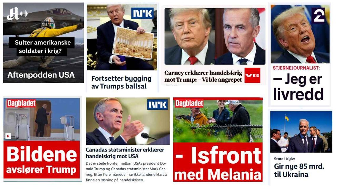 Forsidene i norske medier søndag 23. august 2026. Ingen nyheter om den mulige økningen i Norgespris som NTB rapporterte om samme dag. Forsidene i norske medier søndag 23. august 2026. Ingen nyheter om den mulige økningen i Norgespris som NTB rapporterte om samme dag.