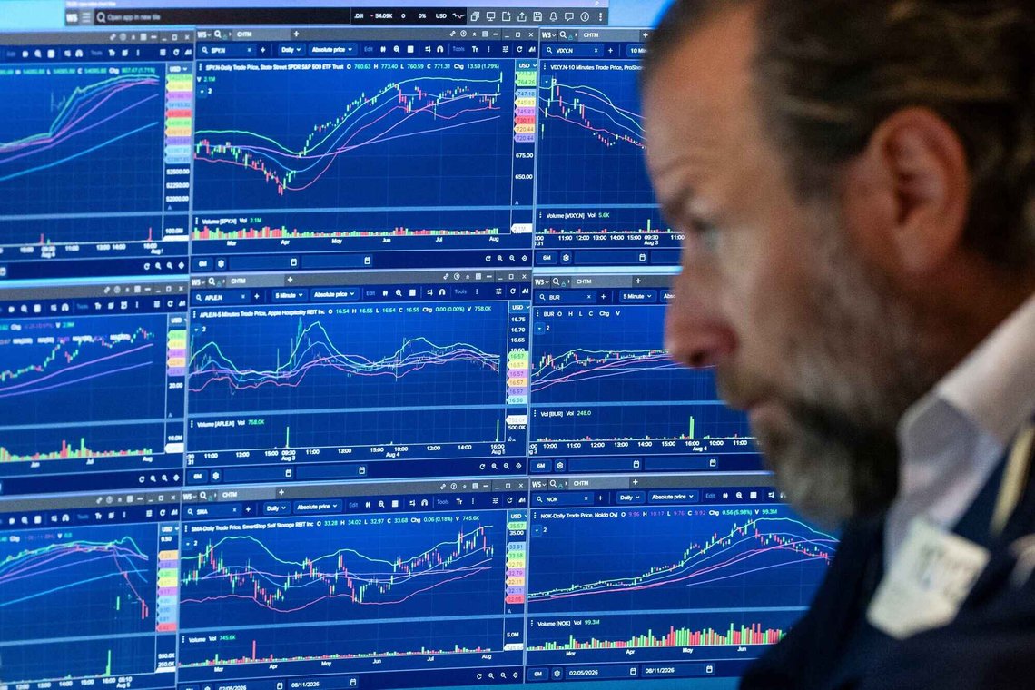 Specialist Michael Pistillo works on the floor of the New York Stock Exchange, Wednesday, Aug.. 5, 2026, in New York. (AP Photo/Yuki Iwamura) Specialist Michael Pistillo works on the floor of the New York Stock Exchange, Wednesday, Aug.. 5, 2026, in New York. (AP Photo/Yuki Iwamura)