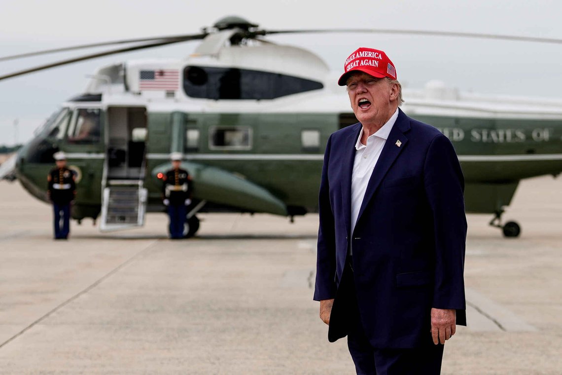 USAs president Donald Trump snakker, som så ofte før, med store bokstaver. Foto: Julia Demaree Nikhinson / AP / NTB USAs president Donald Trump snakker, som så ofte før, med store bokstaver. Foto: Julia Demaree Nikhinson / AP / NTB