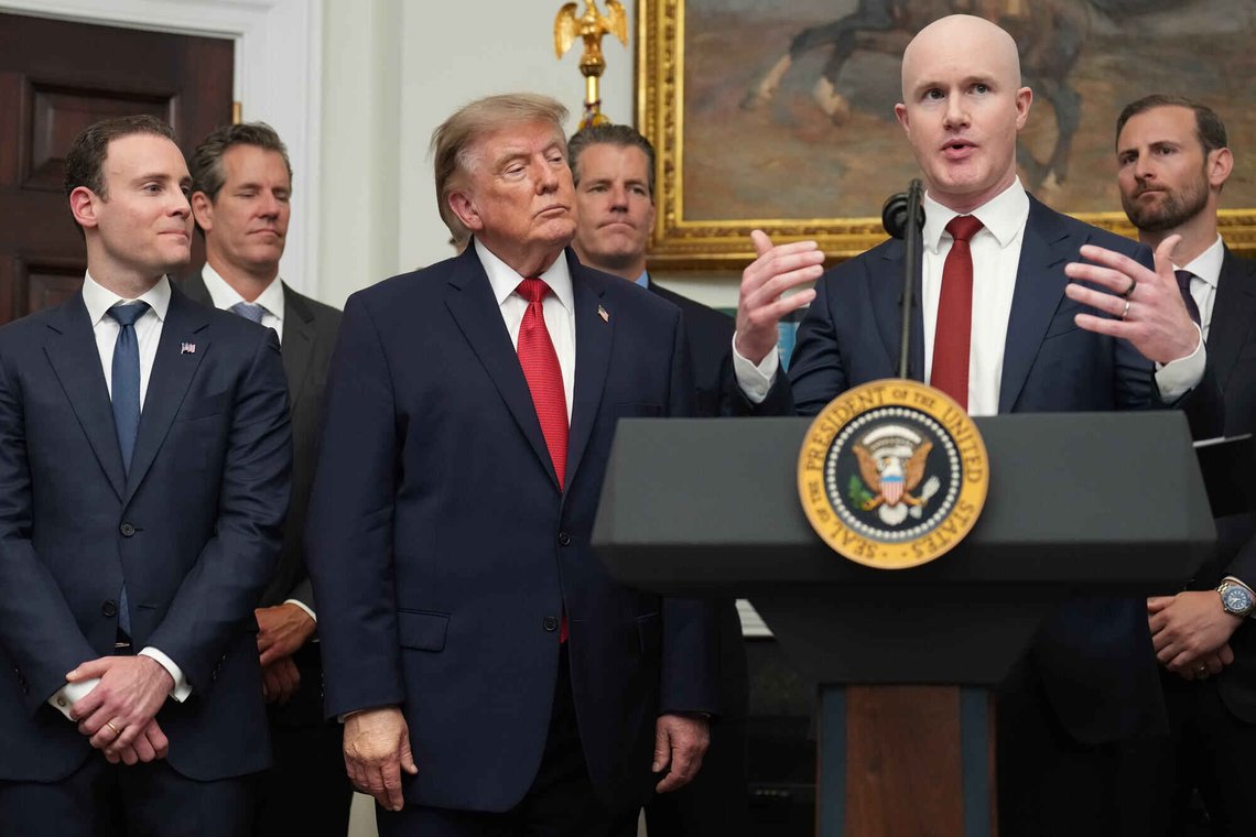 Coinbase CEO and co-founder Brian Armstrong speaks as President Donald Trump meets with technology leaders in the Roosevelt Room of the White House, Wednesday, Aug. 19, 2026, in Washington. (AP Photo/Jacquelyn Martin) Coinbase CEO and co-founder Brian Armstrong speaks as President Donald Trump meets with technology leaders in the Roosevelt Room of the White House, Wednesday, Aug. 19, 2026, in Washington. (AP Photo/Jacquelyn Martin)