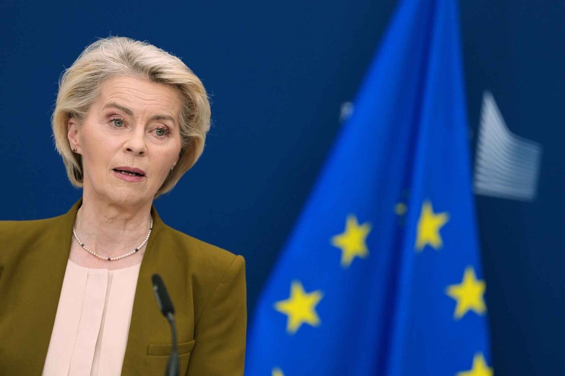 European Commission President Ursula von der Leyen speaks during a media conference regarding a new proposed round of sanctions against Russia at EU headquarters in Brussels, Tuesday, June 9, 2026. (AP Photo/Virginia Mayo) European Commission President Ursula von der Leyen speaks during a media conference regarding a new proposed round of sanctions against Russia at EU headquarters in Brussels, Tuesday, June 9, 2026. (AP Photo/Virginia Mayo)
