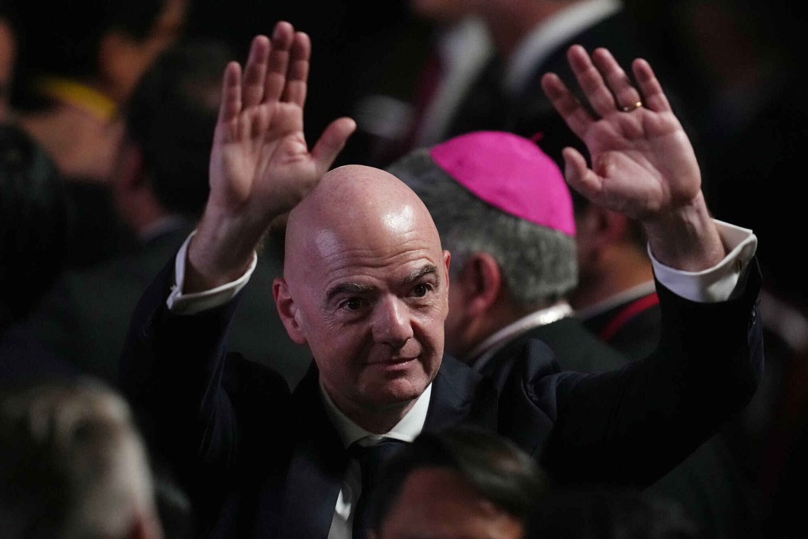 FIFA President Gianni Infantino arrives for the inauguration of President Abelardo de la Espriella in Cali, Colombia, Friday, Aug. 7, 2026. (AP Photo/Matias Delacroix) FIFA President Gianni Infantino arrives for the inauguration of President Abelardo de la Espriella in Cali, Colombia, Friday, Aug. 7, 2026. (AP Photo/Matias Delacroix)