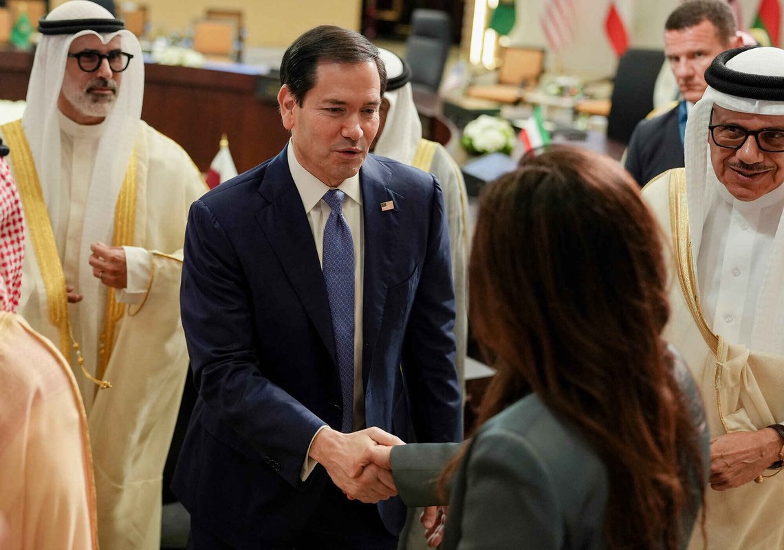 U.S. Secretary of State Marco Rubio, center, shakes hands with Minister of State at the Ministry of Foreign Affairs of the United Arab Emirates Lana Nusseibeh after a meeting with foreign ministers of the Gulf Cooperation Council member states in Manama, Bahrain Thursday, June 25, 2026. (Eric Lee/Pool Photo via AP) U.S. Secretary of State Marco Rubio, center, shakes hands with Minister of State at the Ministry of Foreign Affairs of the United Arab Emirates Lana Nusseibeh after a meeting with foreign ministers of the Gulf Cooperation Council member states in Manama, Bahrain Thursday, June 25, 2026. (Eric Lee/Pool Photo via AP)