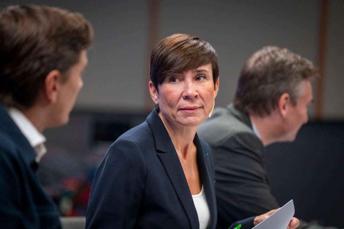 Høyre-leder Ine Eriksen Søreide under partiets sentralstyremøte på Rebel i Oslo den 14. september 2026. Foto: Heiko Junge / NTB. Høyre-leder Ine Eriksen Søreide under partiets sentralstyremøte på Rebel i Oslo den 14. september 2026. Foto: Heiko Junge / NTB.