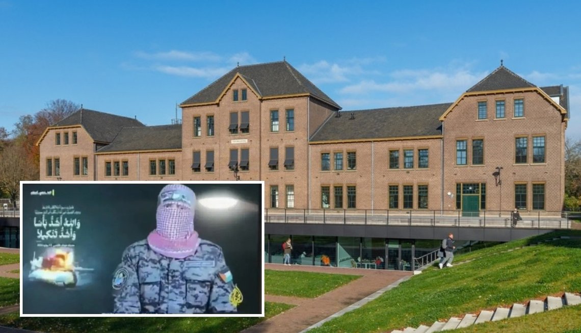 Campusbygning for Handels- og økonomifakultetet ved Maastricht-universitetet. Foto: Shutterstock av Kim Willems. Innfelt bilde: Skjermbilde fra X. Campusbygning for Handels- og økonomifakultetet ved Maastricht-universitetet. Foto: Shutterstock av Kim Willems. Innfelt bilde: Skjermbilde fra X.
