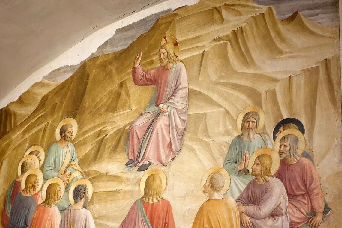 Fra Angelico (ca. 1395–1455), «Bergprekenen», San Marco-museet, Firenze. Foto: Prof. Mortel / Flickr via Wikimedia Commons (cc by 2.0). Fra Angelico (ca. 1395–1455), «Bergprekenen», San Marco-museet, Firenze. Foto: Prof. Mortel / Flickr via Wikimedia Commons (cc by 2.0).