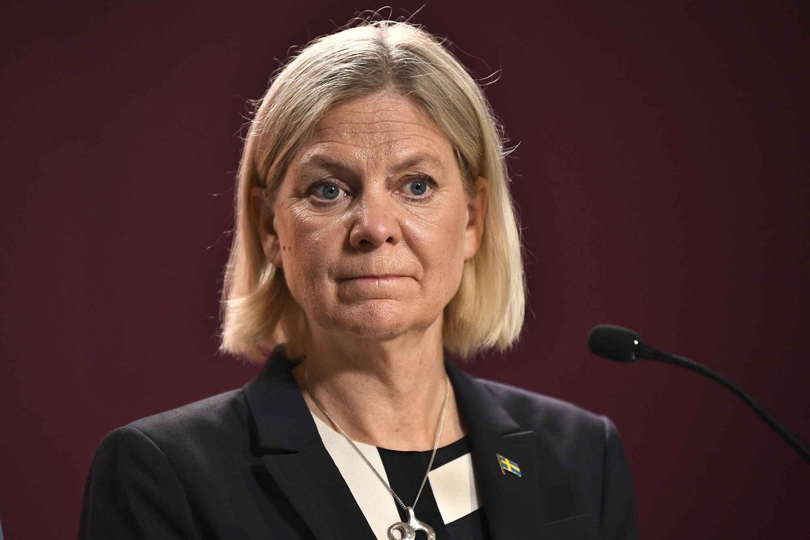 Socialdemokraternas partiledar Magdalena Andersson legger frem et valgløfte i Stockholm den 31. august 2026. Foto: Lars Schröder / TT / NTB. Socialdemokraternas partiledar Magdalena Andersson legger frem et valgløfte i Stockholm den 31. august 2026. Foto: Lars Schröder / TT / NTB.