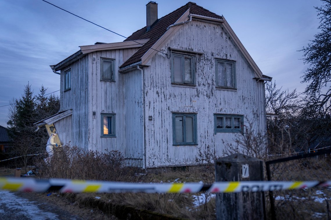 Det var i dette huset Marit Taagerud (74) og Håkon Taagerud (42) ble drept 14. desember 2024. Foto: Heiko Junge / NTB Det var i dette huset Marit Taagerud (74) og Håkon Taagerud (42) ble drept 14. desember 2024. Foto: Heiko Junge / NTB