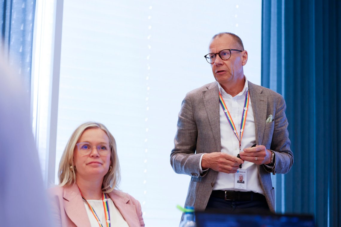 Oslo 20260721.
Konsernsjef Birgitte Ringstad Vartdal og finansdirektør Tor Lønnum presenterer Statskraft sitt resultat for andre kvartal i Statskrafts hovedkontor i Oslo tirsdag.
Foto: Frederik Ringnes / NTB Oslo 20260721.
Konsernsjef Birgitte Ringstad Vartdal og finansdirektør Tor Lønnum presenterer Statskraft sitt resultat for andre kvartal i Statskrafts hovedkontor i Oslo tirsdag.
Foto: Frederik Ringnes / NTB