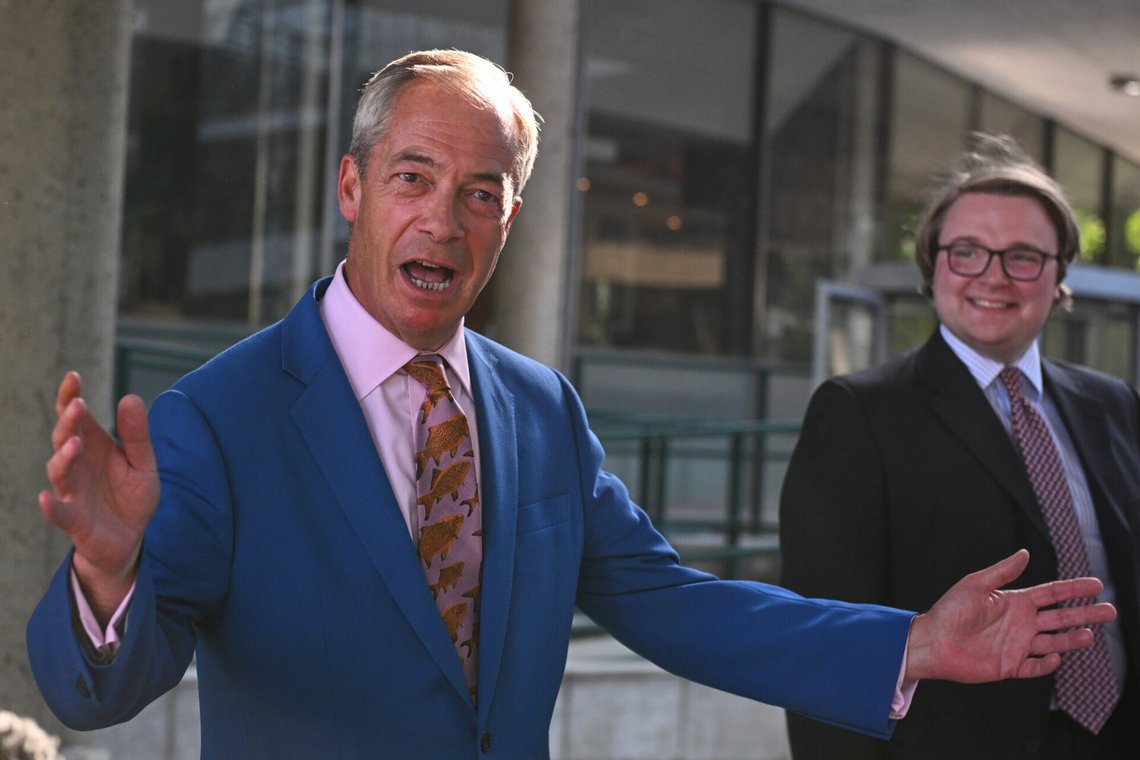 Britain's Reform UK leader Nigel Farage leaves Milbank Tower after he said he'll quit his Parliament seat and seek reelection in London, Tuesday, July 7, 2026.(AP Photo/Thomas Krych) Britain's Reform UK leader Nigel Farage leaves Milbank Tower after he said he'll quit his Parliament seat and seek reelection in London, Tuesday, July 7, 2026.(AP Photo/Thomas Krych)