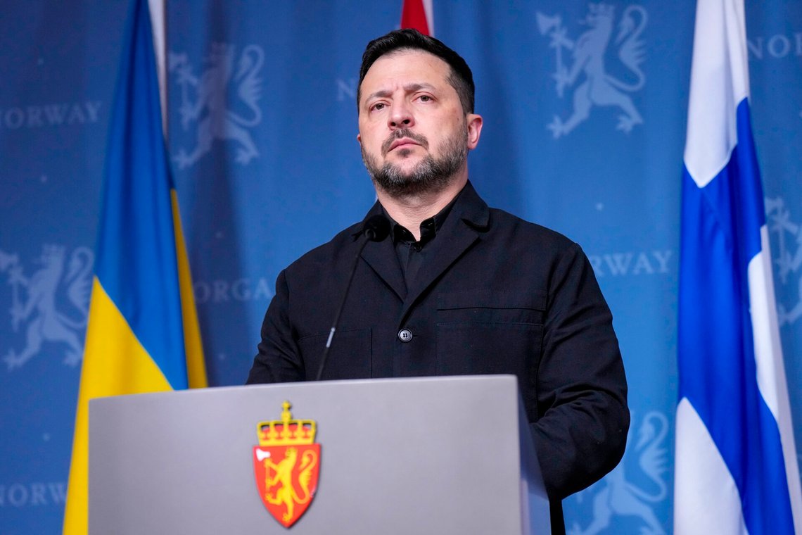 Oslo 20261020.
Ukrainas President Volodymyr Zelenskyj under en pressekonferanse. Volodymyr Zelenskyj er i Oslo hvor han møter Norges statsminister Jonas Gahr Støre, USAs spesialutsending Steve Witkoff og Finlands president Alexander Stubb.
Foto: Cornelius Poppe / NTB Oslo 20261020.
Ukrainas President Volodymyr Zelenskyj under en pressekonferanse. Volodymyr Zelenskyj er i Oslo hvor han møter Norges statsminister Jonas Gahr Støre, USAs spesialutsending Steve Witkoff og Finlands president Alexander Stubb.
Foto: Cornelius Poppe / NTB
