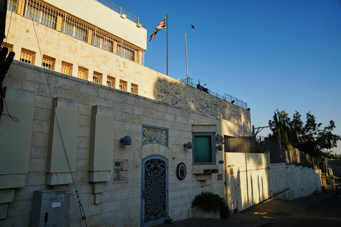 Denne bygningen har fram til nå fungert som det britiske konsulatet i Øst-Jerusalem. Foto: Mahmoud Illean / AP / NTB Denne bygningen har fram til nå fungert som det britiske konsulatet i Øst-Jerusalem. Foto: Mahmoud Illean / AP / NTB