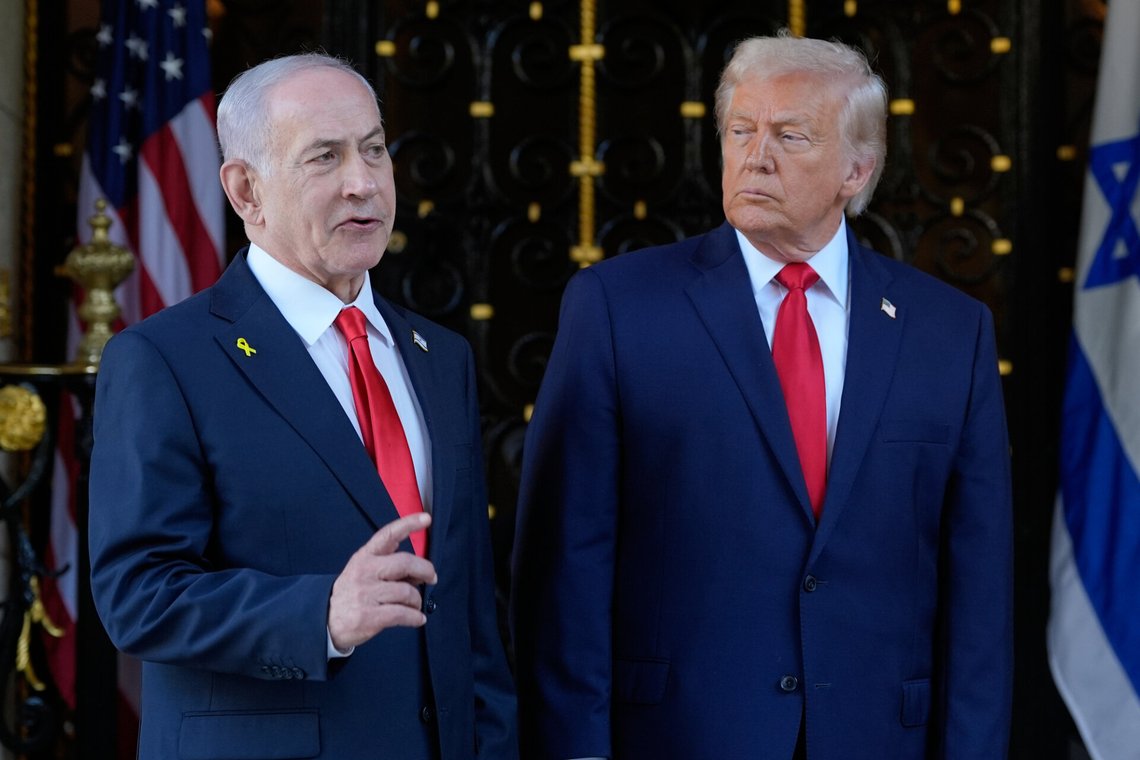 FILE - President Donald Trump listens as Israel's Prime Minister Benjamin Netanyahu speaks at President Donald Trump's Mar-a-Lago club, Dec. 29, 2025, in Palm Beach, Fla. (AP Photo/Alex Brandon, File) FILE - President Donald Trump listens as Israel's Prime Minister Benjamin Netanyahu speaks at President Donald Trump's Mar-a-Lago club, Dec. 29, 2025, in Palm Beach, Fla. (AP Photo/Alex Brandon, File)
